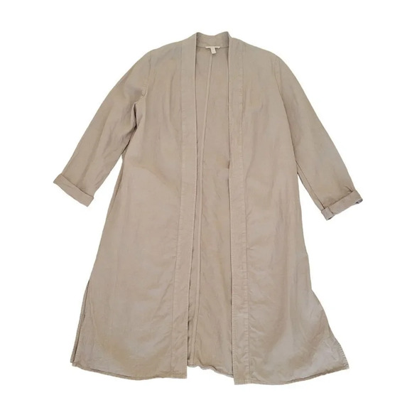 Eileen Fisher tencel linen kimono duster jacket light beige khaki small - Picture 14 of 16